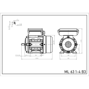 Silnik elektryczny jednofazowy 0,12kW 1400 obr/min. 63 B3